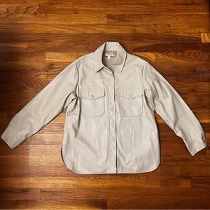 TopShop cream faux leather button down